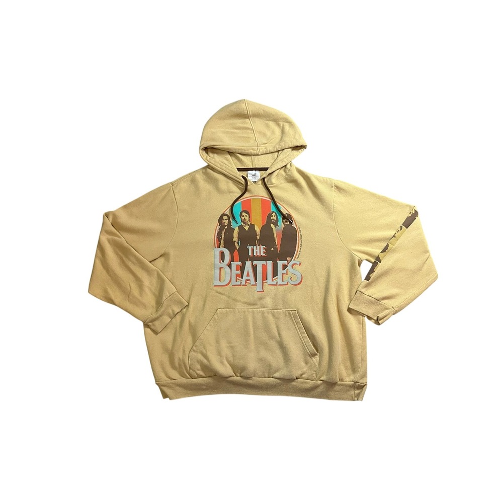 The Beatles Graphic Hoodie Tan XXL Apple Corps 2023 Sleeve Print Rock Band